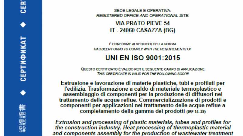 Geoteck-Tierre SRL, Certified ISO 9001:2015 from TUV SUD