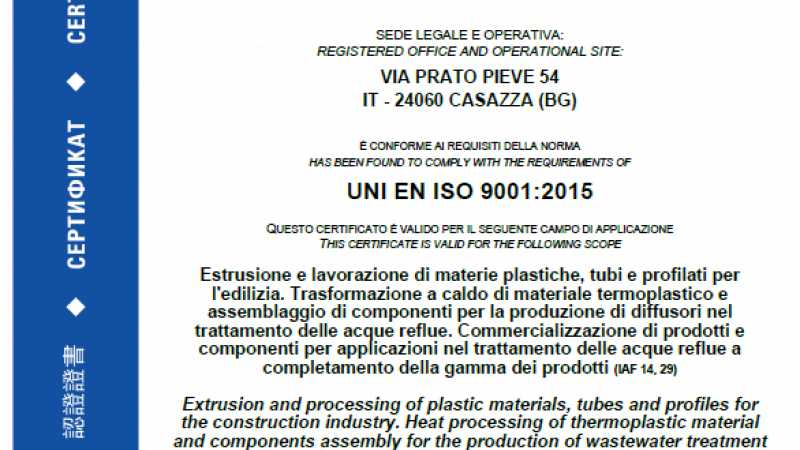 Nous avons le plaisir de vous informer que geoteck-tierre srl travaille selon les normes ISO 9001:2015, reconnues par l'organisme de certification tuv.